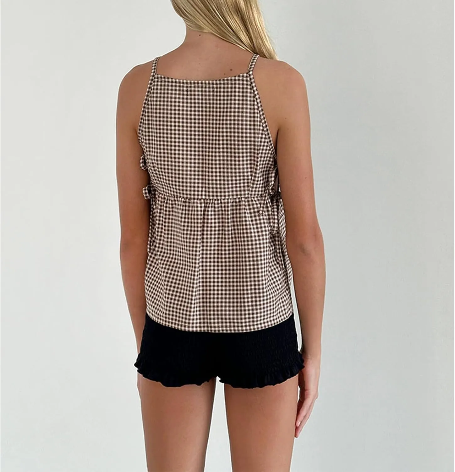 Tie Front Tank Top Y2k Women Sexy Y2K Sleeveless Crop Vest Tops Vintage Bow Going Out Summer Camisole Cropped Shirt