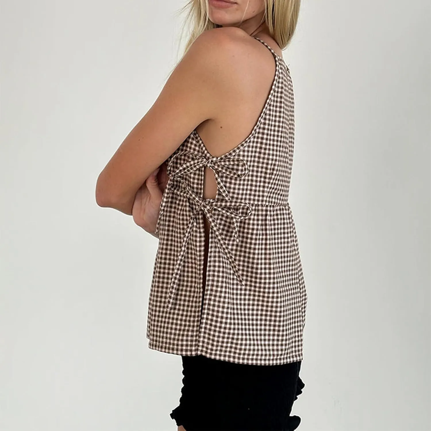 Tie Front Tank Top Y2k Women Sexy Y2K Sleeveless Crop Vest Tops Vintage Bow Going Out Summer Camisole Cropped Shirt