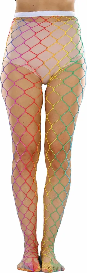 ToBeInStyle Women's Vibrant Rainbow Multicolor Fashion Tights - Fun Novelty Sheer Stockings