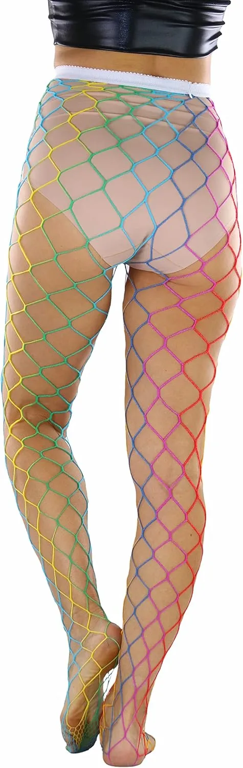 ToBeInStyle Women's Vibrant Rainbow Multicolor Fashion Tights - Fun Novelty Sheer Stockings