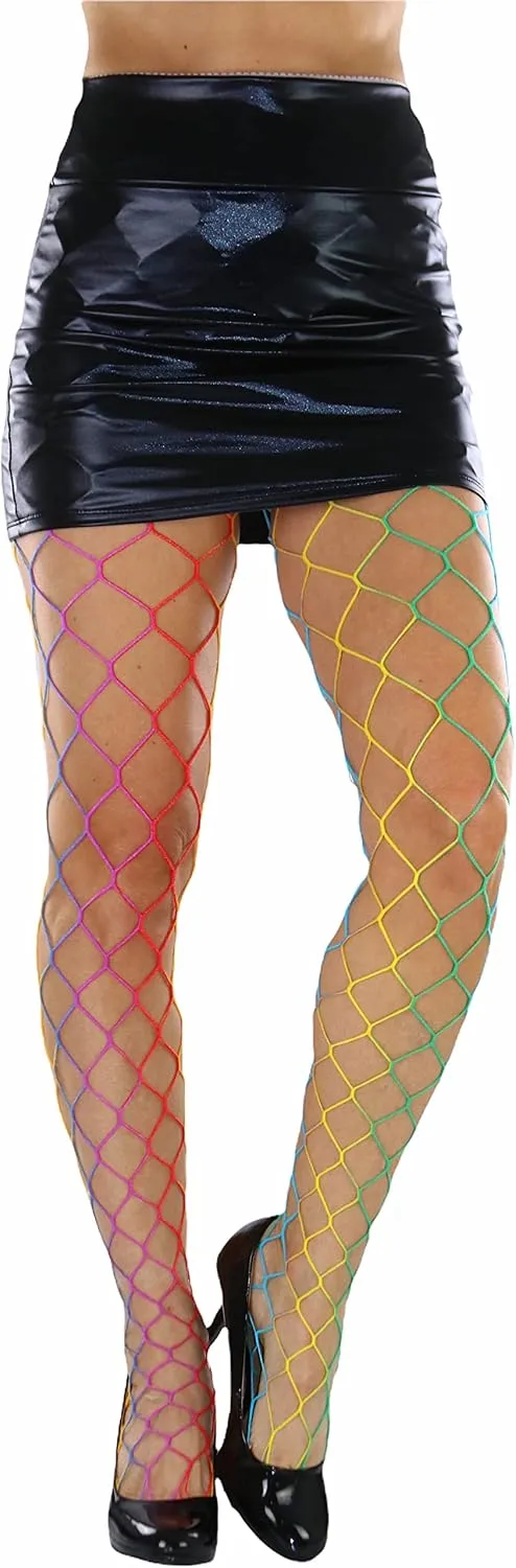 ToBeInStyle Women's Vibrant Rainbow Multicolor Fashion Tights - Fun Novelty Sheer Stockings
