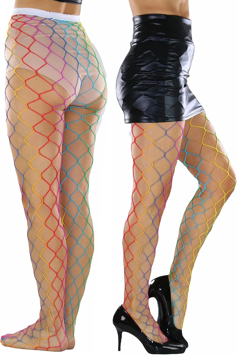 ToBeInStyle Women's Vibrant Rainbow Multicolor Fashion Tights - Fun Novelty Sheer Stockings