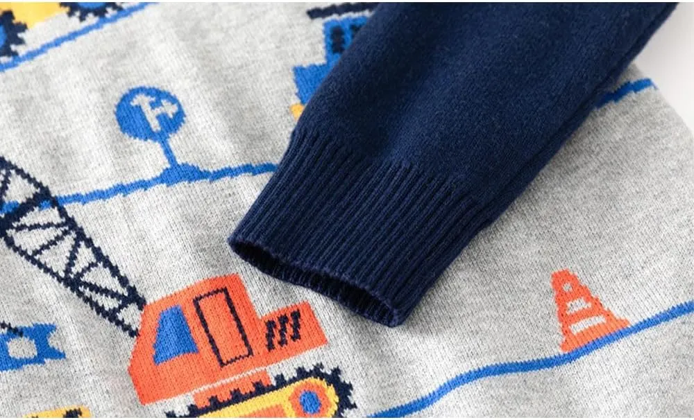 Toddler Baby Boy Knit Sweater Pullover Cotton Cartoon Sweatshirt