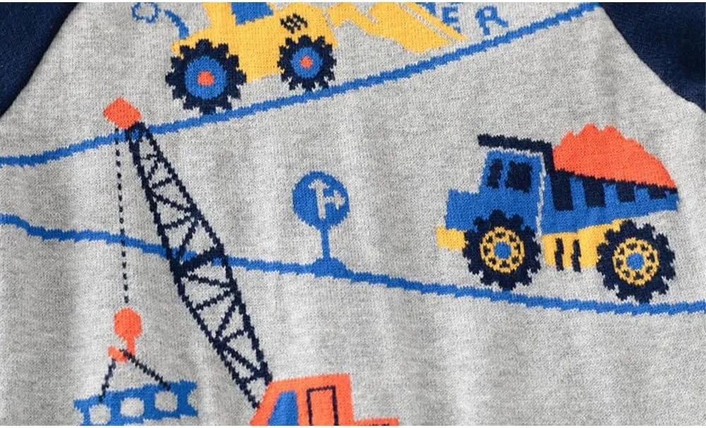 Toddler Baby Boy Knit Sweater Pullover Cotton Cartoon Sweatshirt