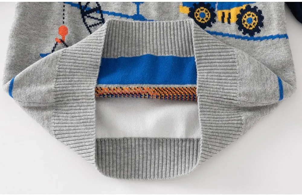 Toddler Baby Boy Knit Sweater Pullover Cotton Cartoon Sweatshirt