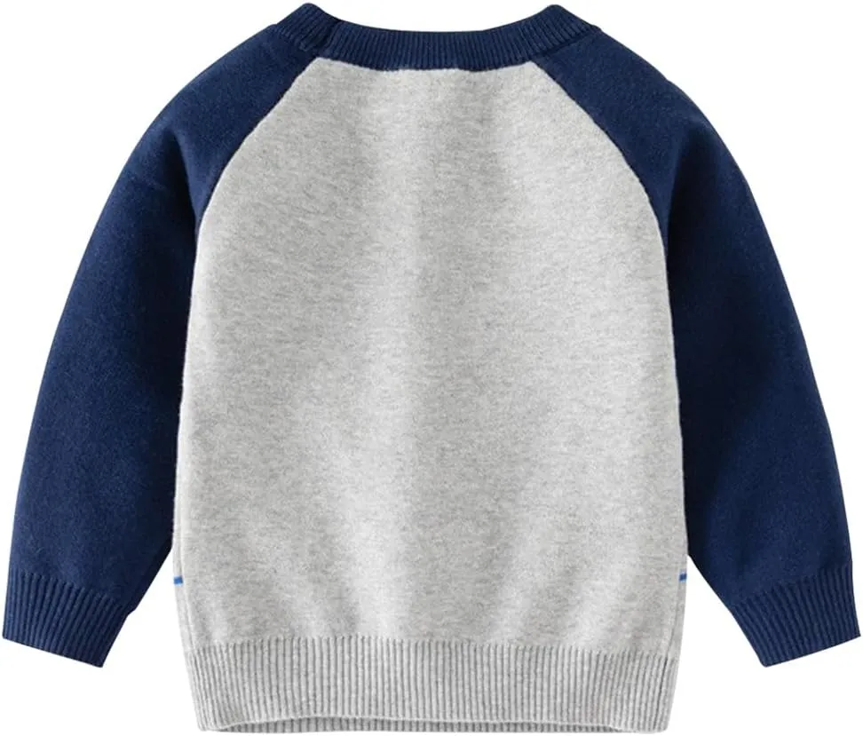 Toddler Baby Boy Knit Sweater Pullover Cotton Cartoon Sweatshirt