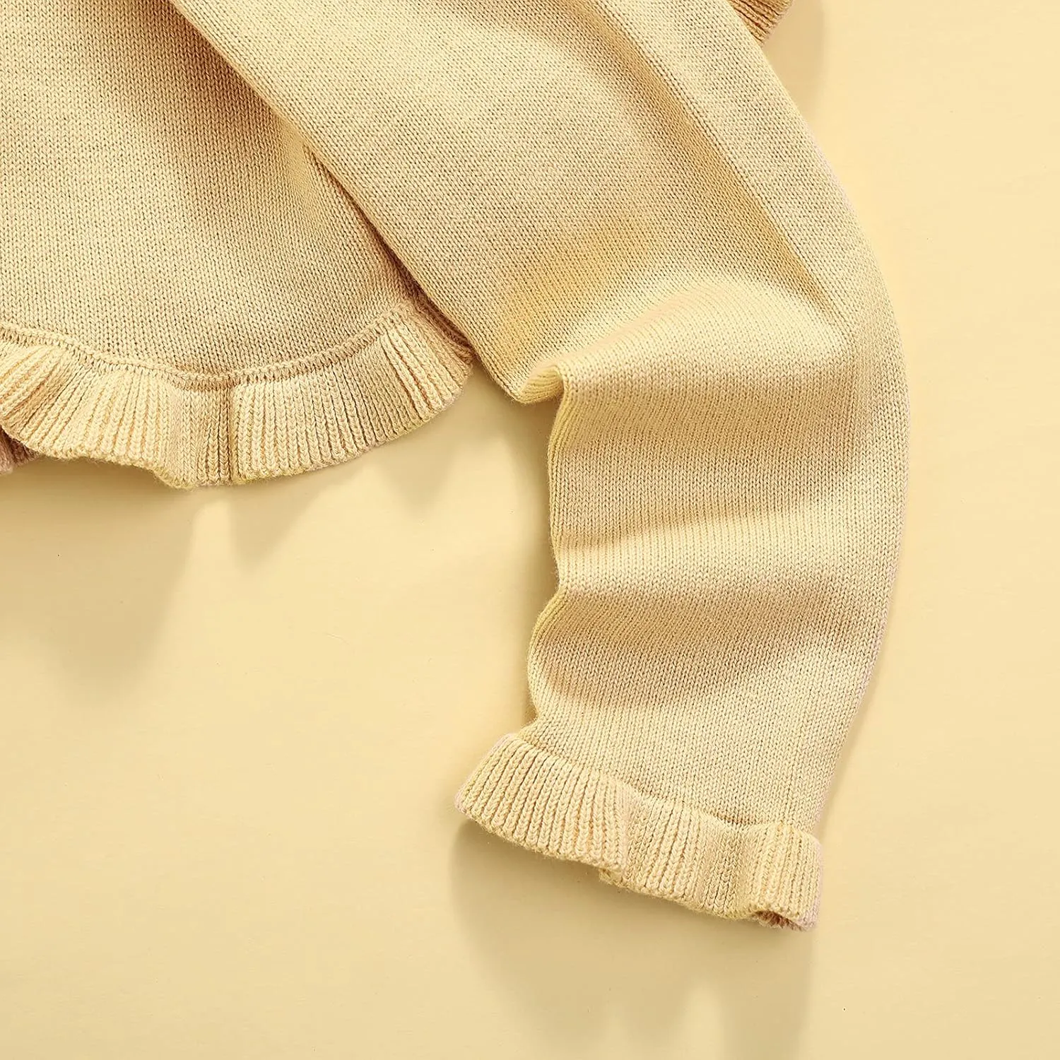 Toddler Baby Girl Sweater Crop Top Knit Cardigan Long Sleeve Ruffled One Button Cute Outwear Kids Fall Shrug Cover Up