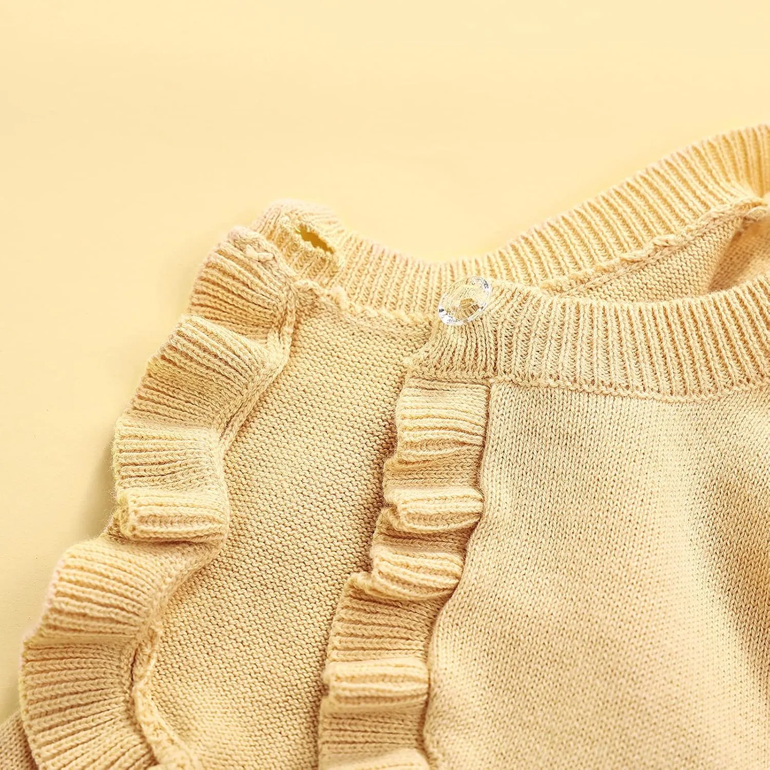 Toddler Baby Girl Sweater Crop Top Knit Cardigan Long Sleeve Ruffled One Button Cute Outwear Kids Fall Shrug Cover Up
