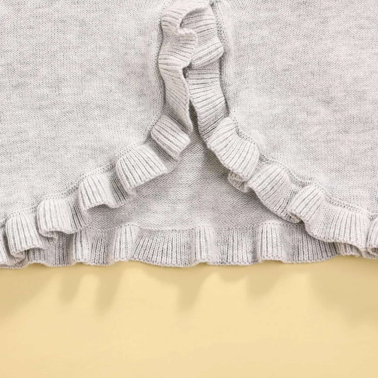 Toddler Baby Girl Sweater Crop Top Knit Cardigan Long Sleeve Ruffled One Button Cute Outwear Kids Fall Shrug Cover Up
