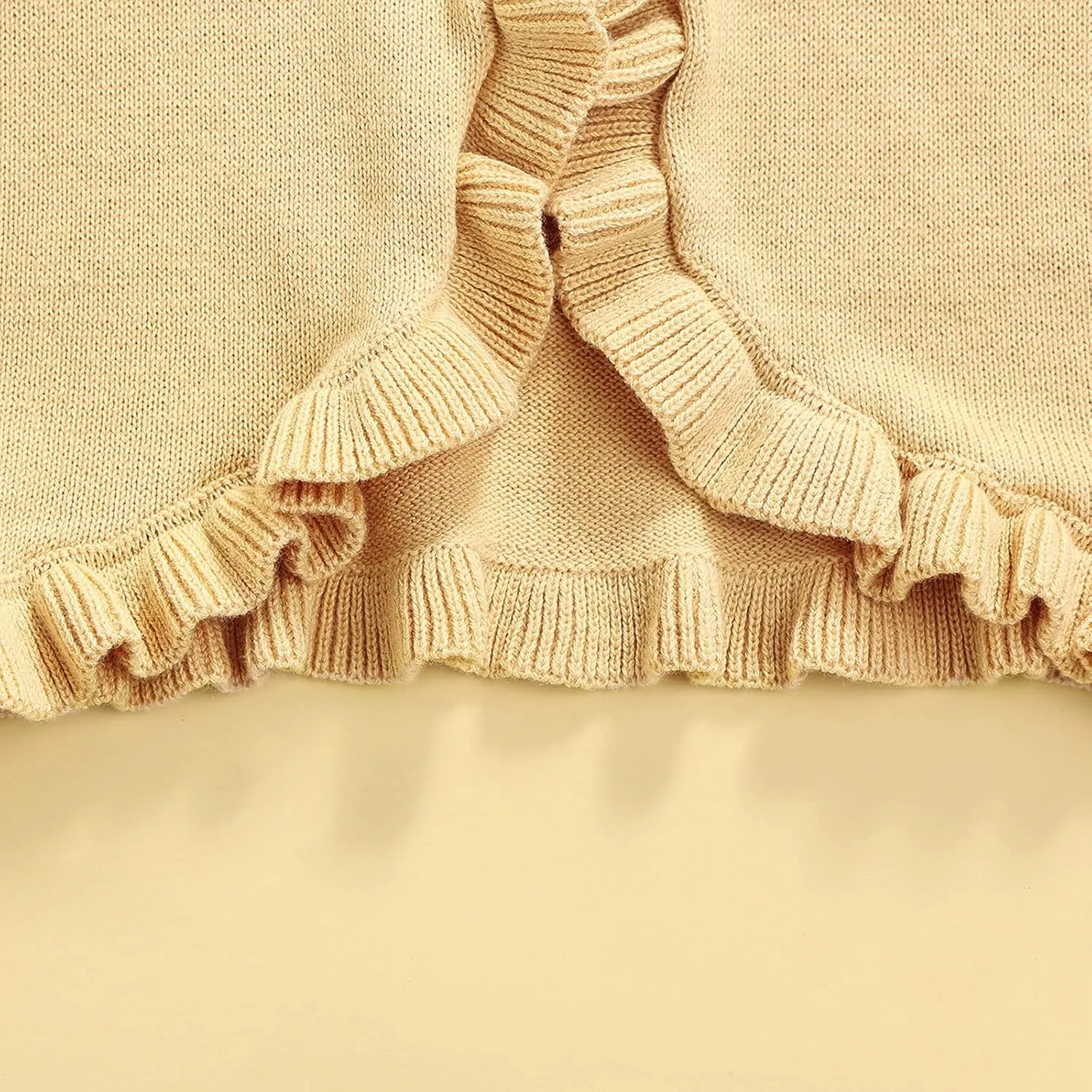 Toddler Baby Girl Sweater Crop Top Knit Cardigan Long Sleeve Ruffled One Button Cute Outwear Kids Fall Shrug Cover Up