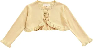 Toddler Baby Girl Sweater Crop Top Knit Cardigan Long Sleeve Ruffled One Button Cute Outwear Kids Fall Shrug Cover Up