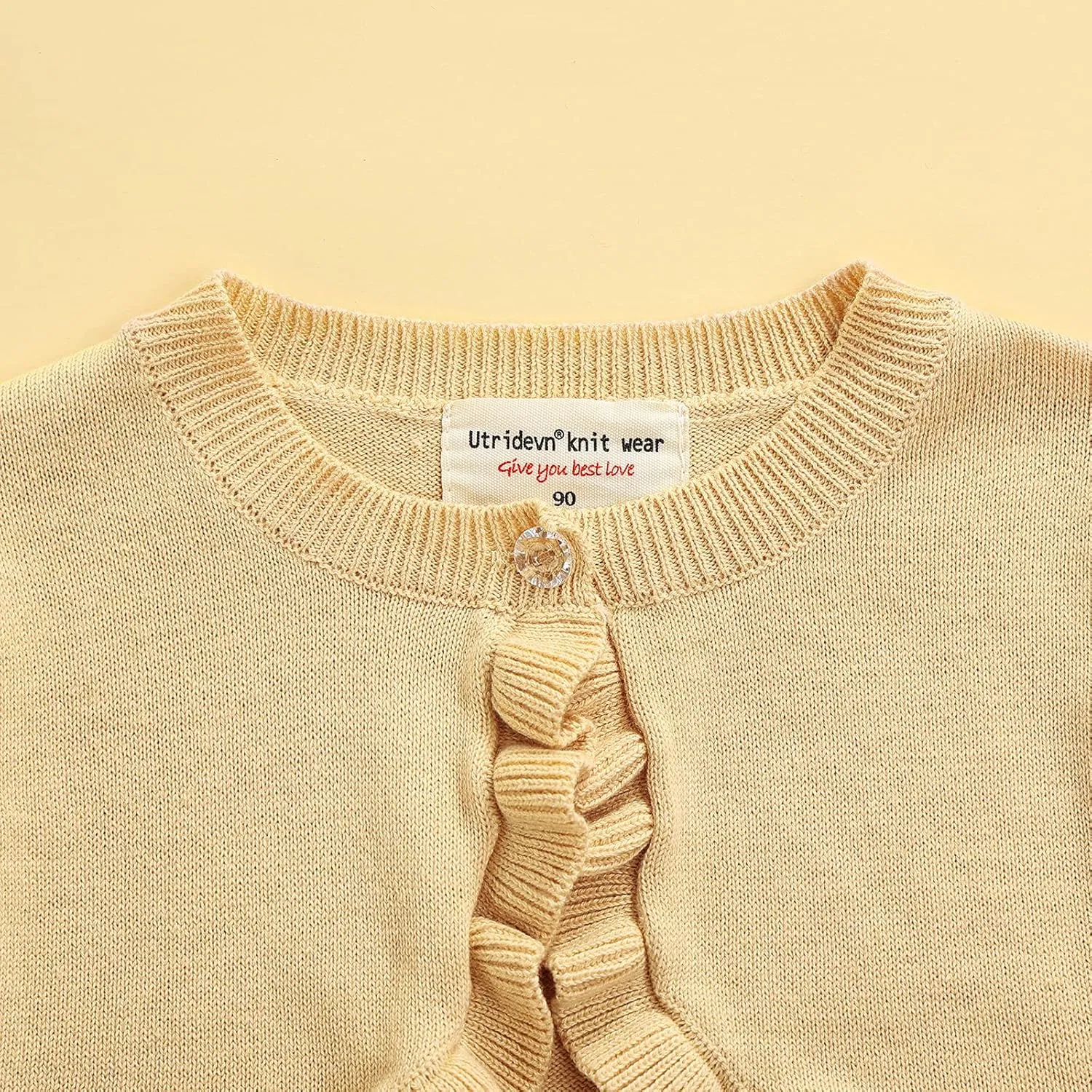 Toddler Baby Girl Sweater Crop Top Knit Cardigan Long Sleeve Ruffled One Button Cute Outwear Kids Fall Shrug Cover Up