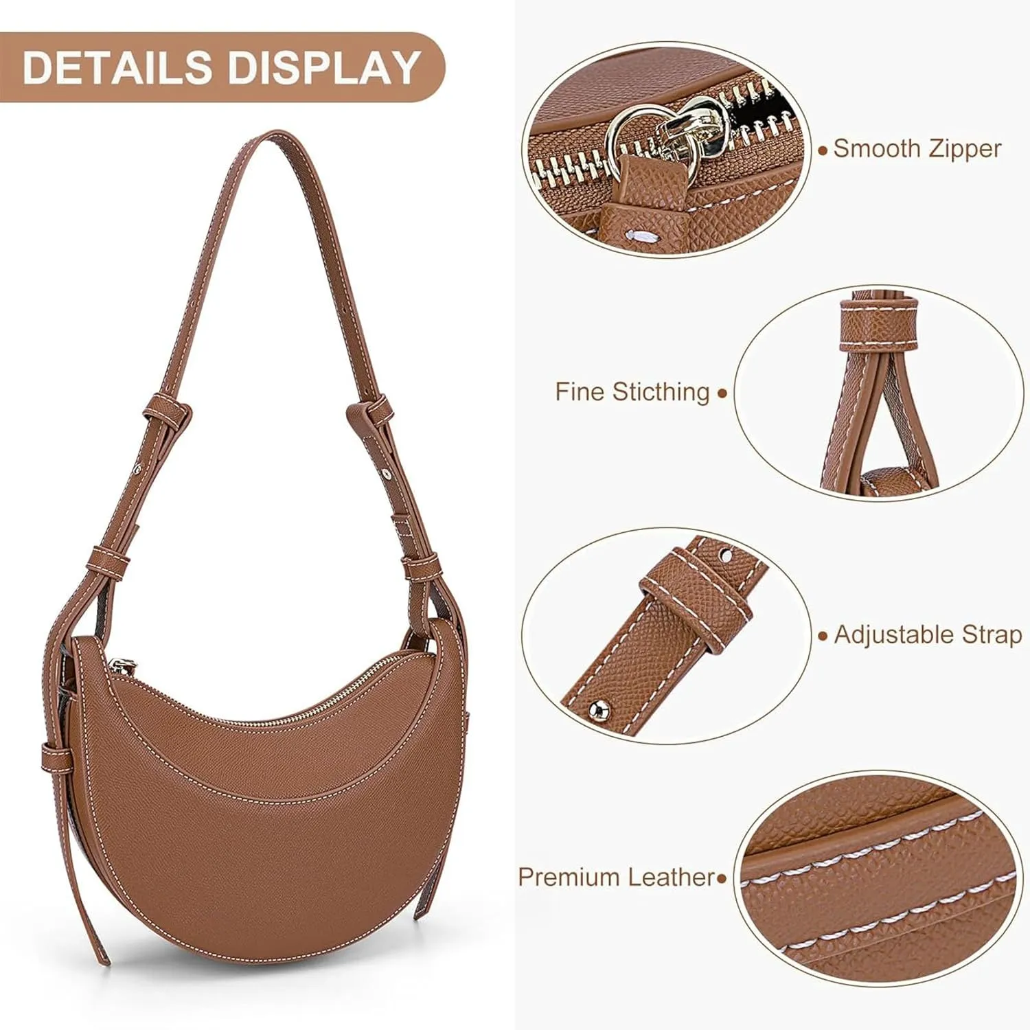 Trendy Handbag Purse Leather Tote Bag Underarm Hobo Bag Top Handle Shoulder Bag Crescent Bag for Women (Black)