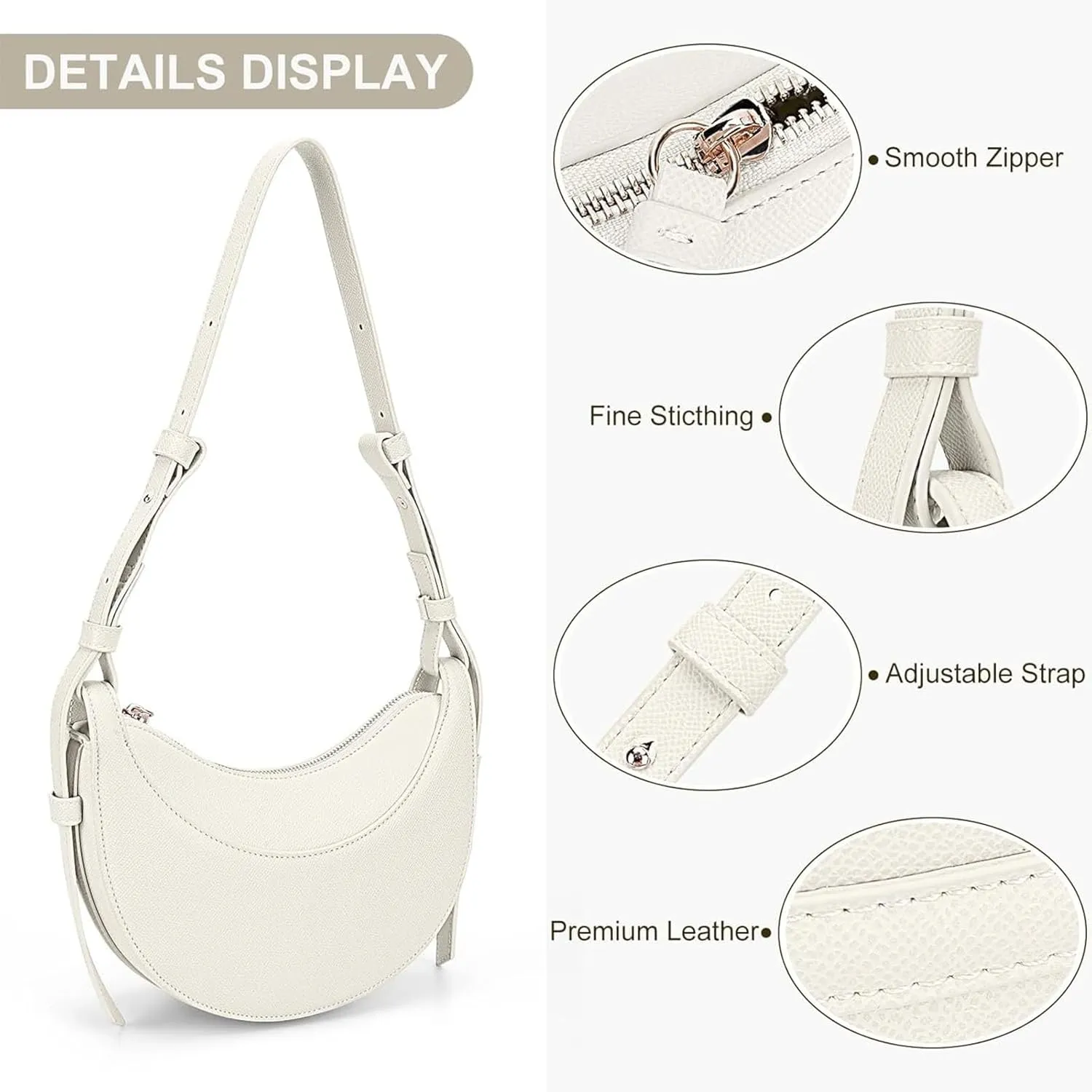Trendy Handbag Purse Leather Tote Bag Underarm Hobo Bag Top Handle Shoulder Bag Crescent Bag for Women (Black)