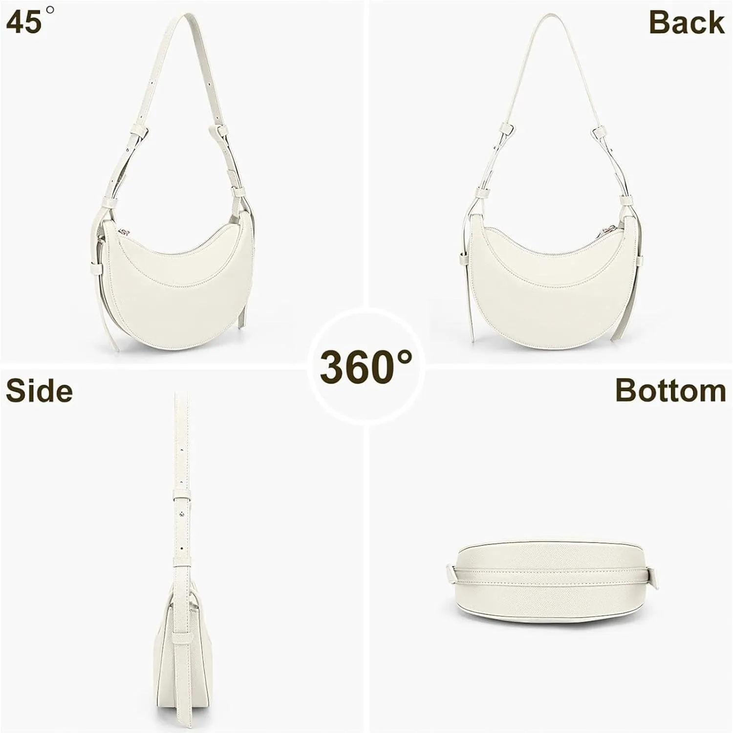 Trendy Handbag Purse Leather Tote Bag Underarm Hobo Bag Top Handle Shoulder Bag Crescent Bag for Women (Black)