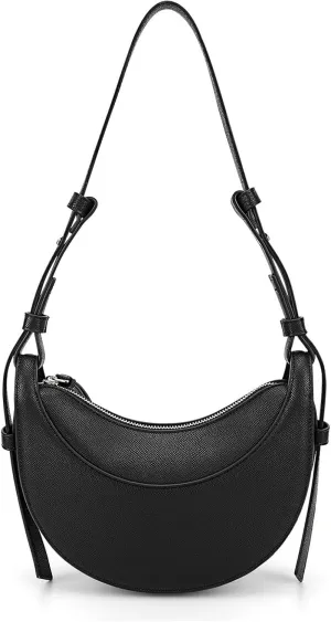Trendy Handbag Purse Leather Tote Bag Underarm Hobo Bag Top Handle Shoulder Bag Crescent Bag for Women (Black)