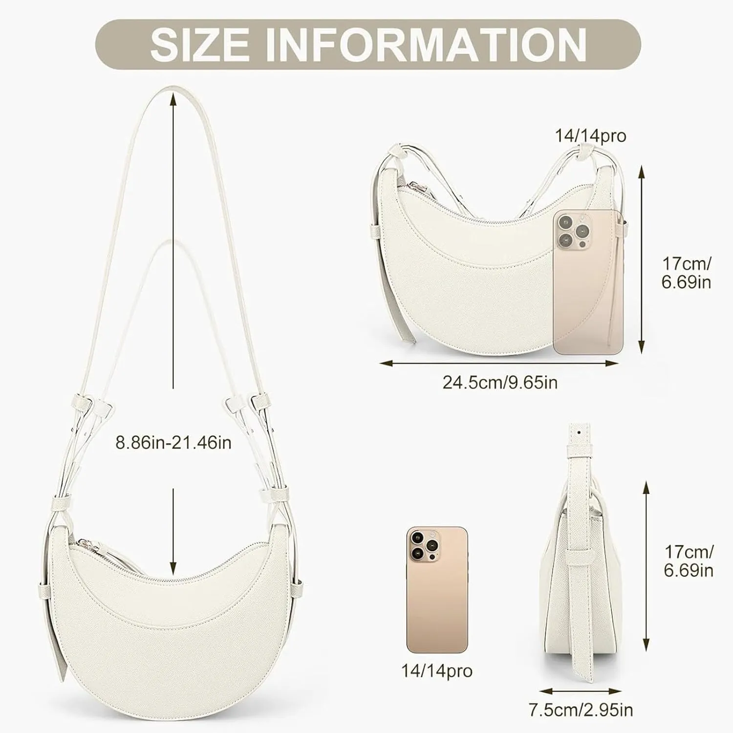 Trendy Handbag Purse Leather Tote Bag Underarm Hobo Bag Top Handle Shoulder Bag Crescent Bag for Women (Black)