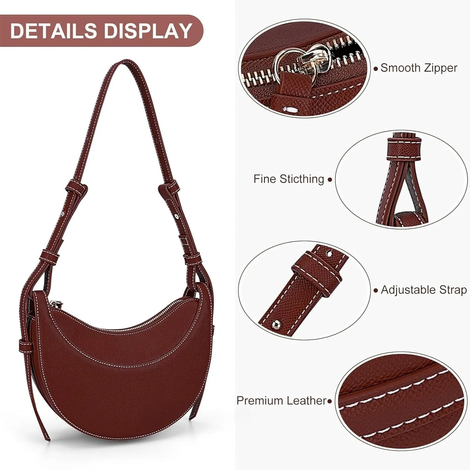 Trendy Handbag Purse Leather Tote Bag Underarm Hobo Bag Top Handle Shoulder Bag Crescent Bag for Women (Black)