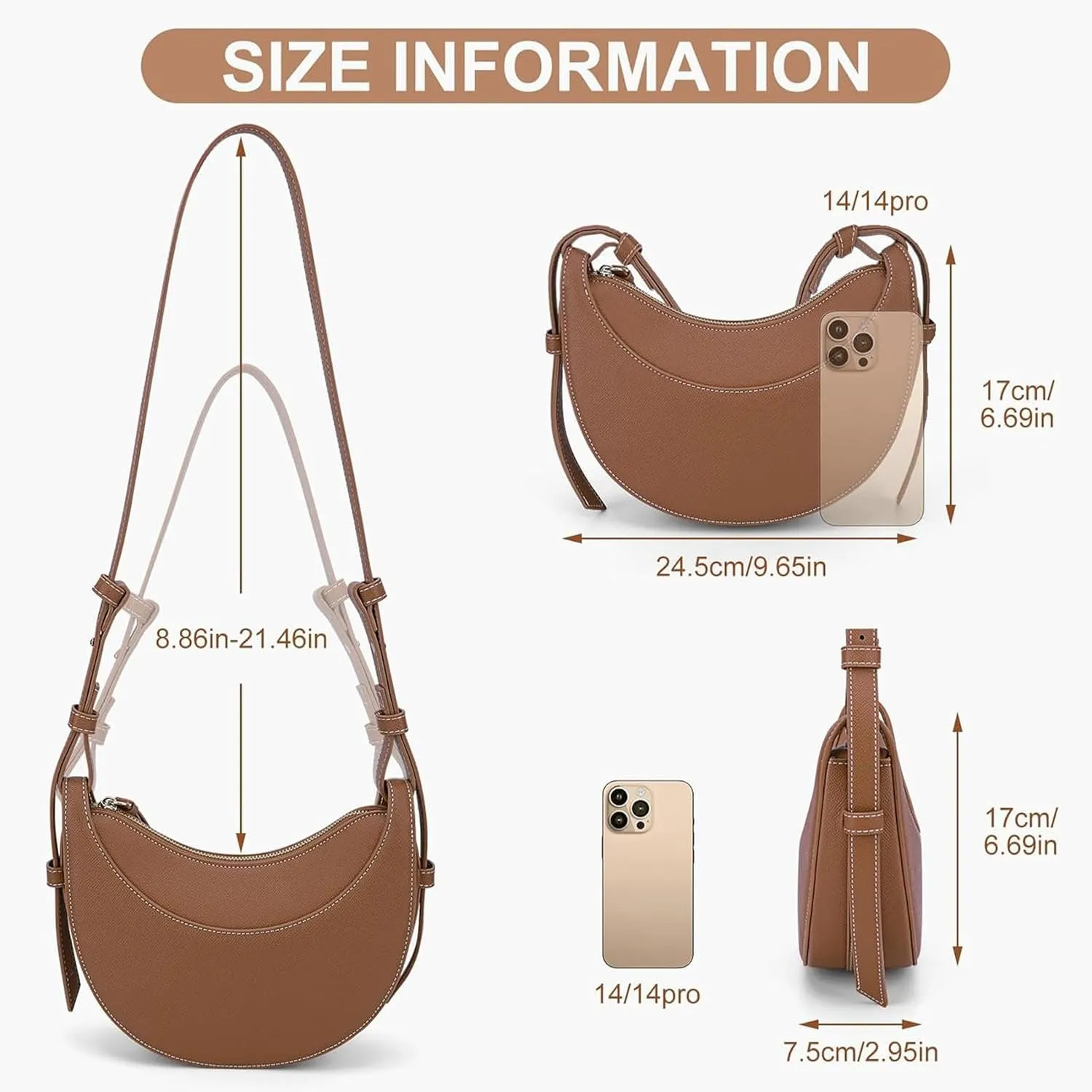 Trendy Handbag Purse Leather Tote Bag Underarm Hobo Bag Top Handle Shoulder Bag Crescent Bag for Women (Black)