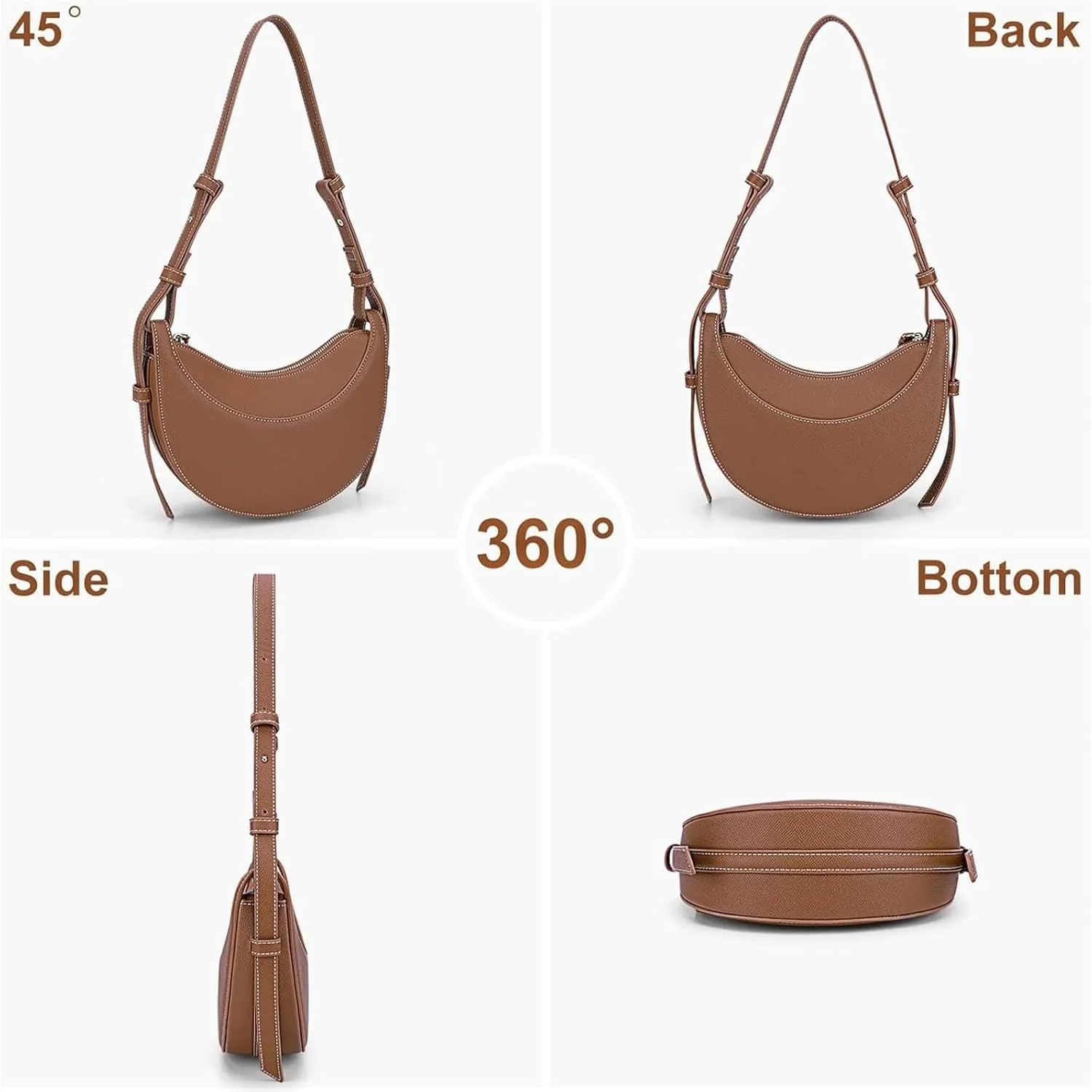 Trendy Handbag Purse Leather Tote Bag Underarm Hobo Bag Top Handle Shoulder Bag Crescent Bag for Women (Black)