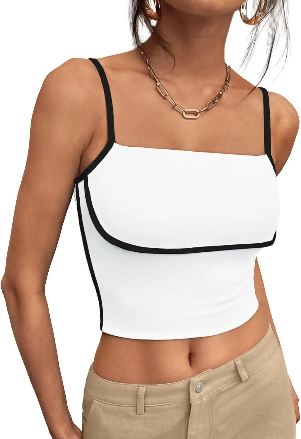 Trendy Queen Womens Camisole Tube Tops with Adjustable Spaghetti Strap Cute Summer Going Out Crop Tops 2025