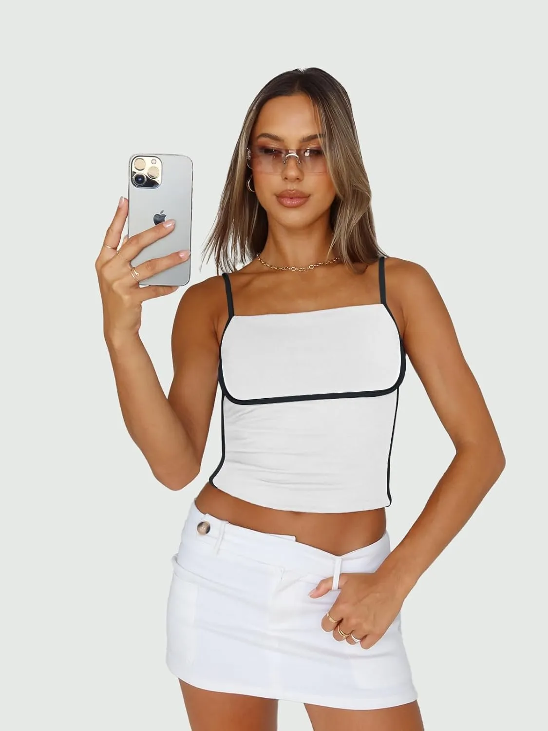Trendy Queen Womens Camisole Tube Tops with Adjustable Spaghetti Strap Cute Summer Going Out Crop Tops 2025