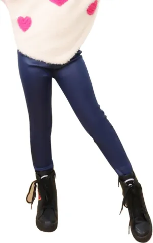 Tulucky Girls Winter Warm Pants Thick Fleece Lined Faux Leather Stretchy Teens Leggings