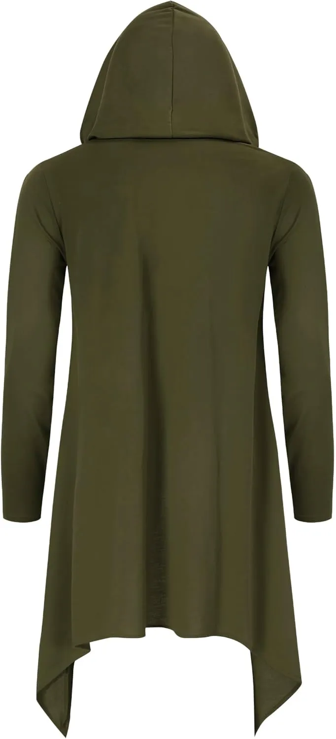 TURETRENDY Men's Hooded Cloak Casual Long Pullover Hoodie Cape Hip Hop Sweatshirt with Pocket