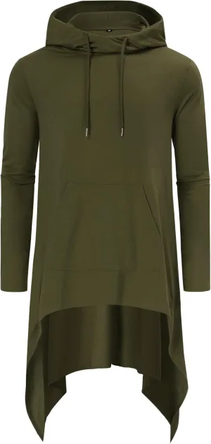 TURETRENDY Men's Hooded Cloak Casual Long Pullover Hoodie Cape Hip Hop Sweatshirt with Pocket
