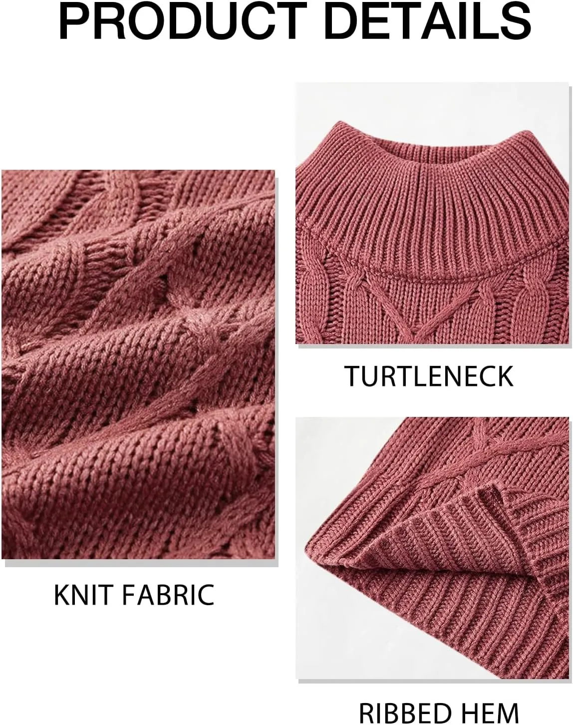 Vdnerjg Men's Thermal Turtleneck Sweater Long Sleeve Cable Knit Casual Chunky Pullover Jumper