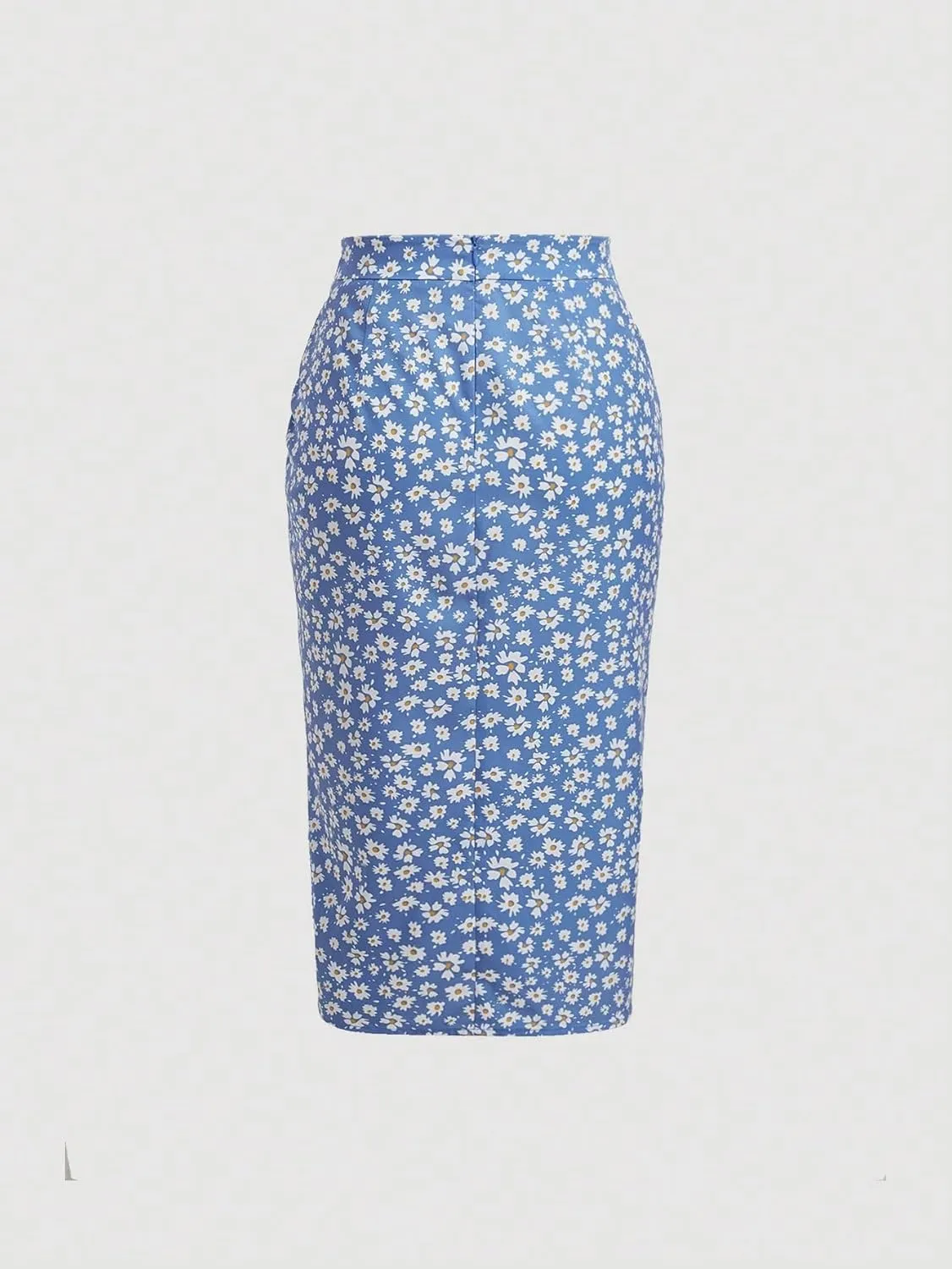 Verdusa Women's Ditsy Floral Print Ruched Skirt Split Thigh Casual Long Skirts