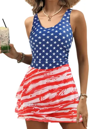 VIMPUNEC Women One Piece Swim Dress Swimsuit Tummy Control Modest Swim Skirt Bathing Suit