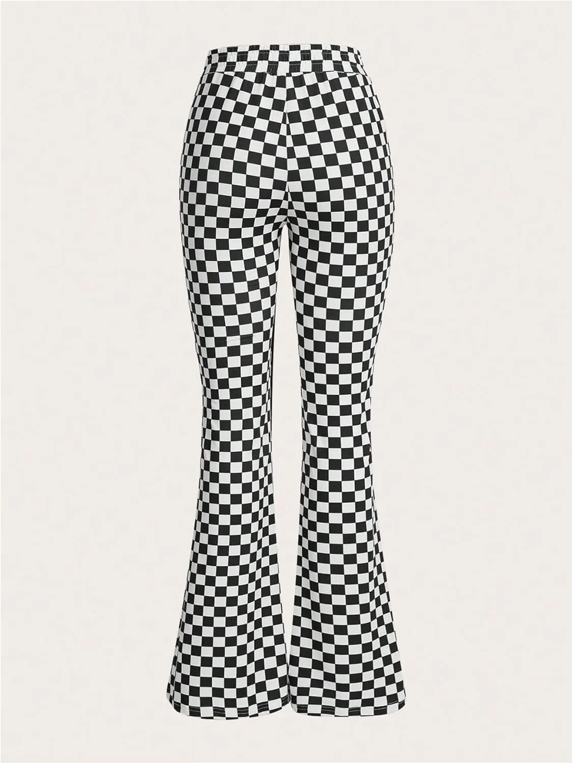 WDIRARA Women's Plus Size Newspaper Print Flare Pants High Waist Causal Long Pants Streetwear