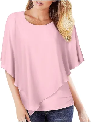 White Dress Women Crewneck Short Sleeve Batwing Sleeve Casual Fashion Sexy Shirts for Women Summer Tops