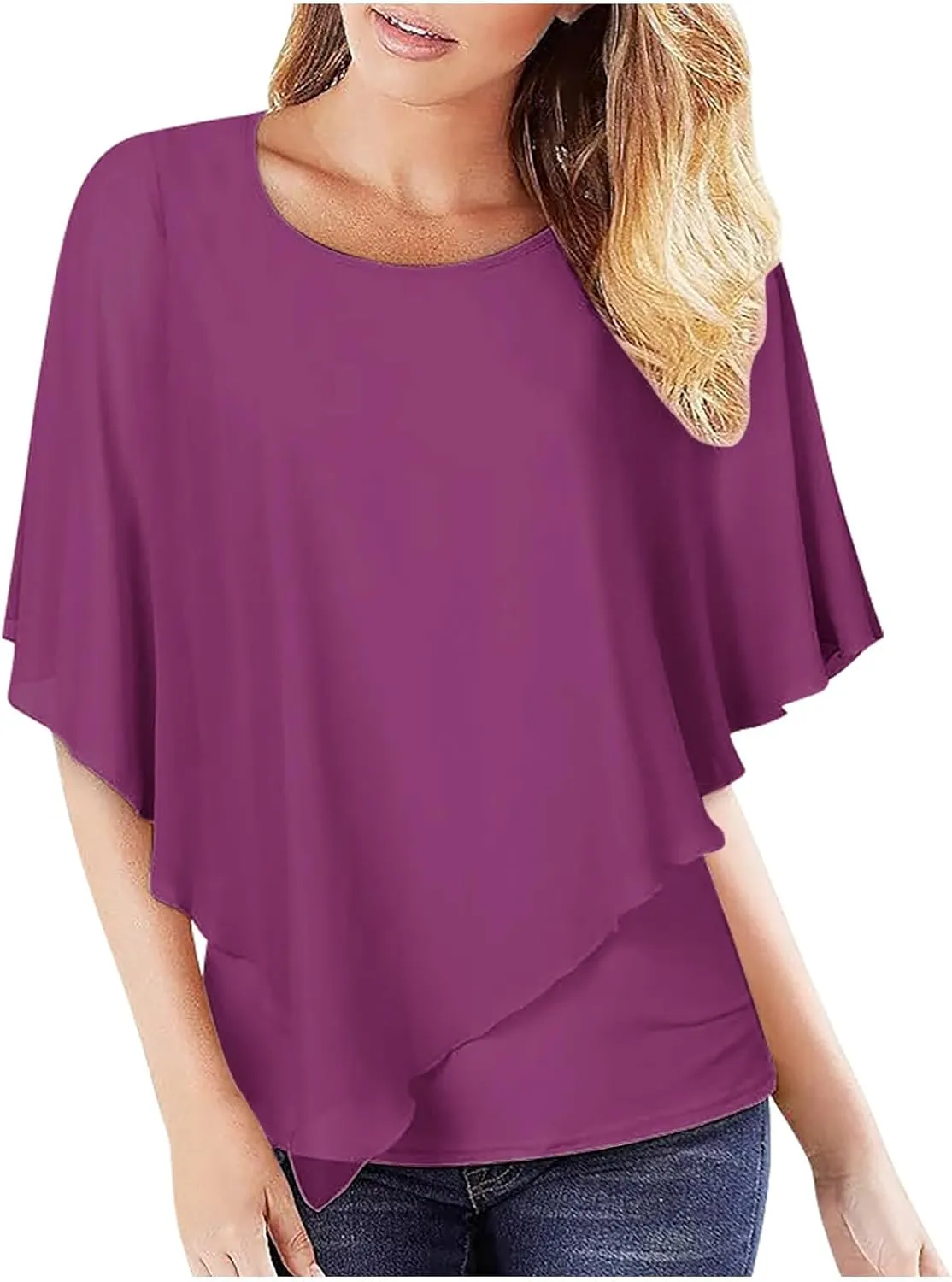 White Dress Women Crewneck Short Sleeve Batwing Sleeve Casual Fashion Sexy Shirts for Women Summer Tops