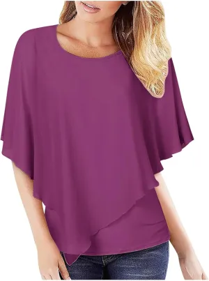 White Dress Women Crewneck Short Sleeve Batwing Sleeve Casual Fashion Sexy Shirts for Women Summer Tops
