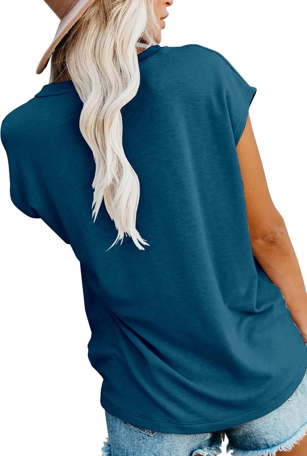 WMZCYXY Womens Summer V Neck Tops Sleeveless T Shirt Casual Loose Fitting Tank Tops with Pocket