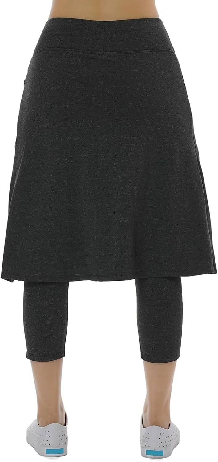 Women Athletic Knee Length Skirts with Leggings,Skorts Leggings&Skirted Capris Skorts for Women Yoga Pockets
