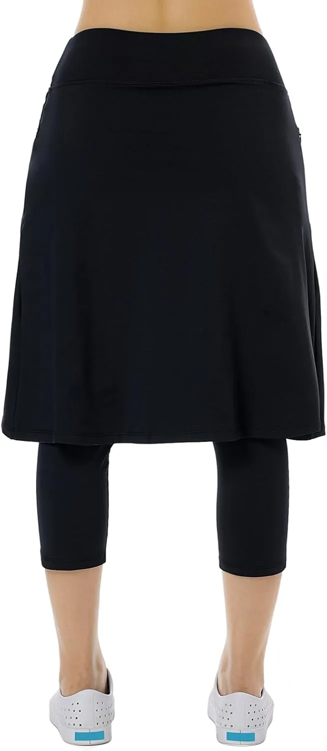 Women Athletic Knee Length Skirts with Leggings,Skorts Leggings&Skirted Capris Skorts for Women Yoga Pockets