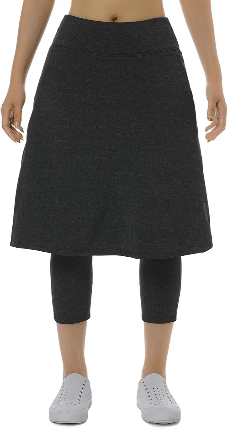 Women Athletic Knee Length Skirts with Leggings,Skorts Leggings&Skirted Capris Skorts for Women Yoga Pockets