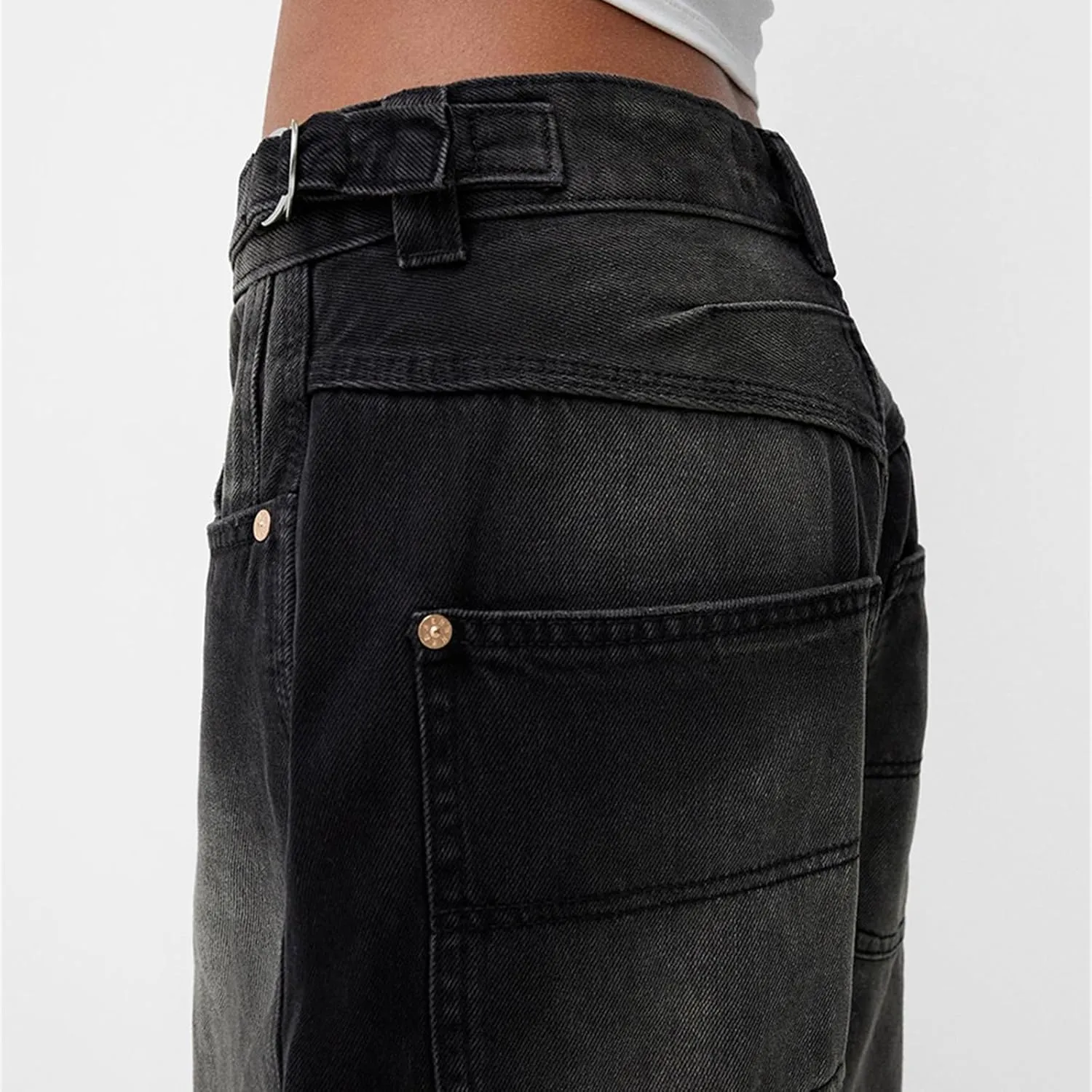 Women Low Waisted Baggy Jeans Vintage Mid Rise Loose Fit Wide Leg Boyfriend Jeans Trendy Denim Pants Streetwear