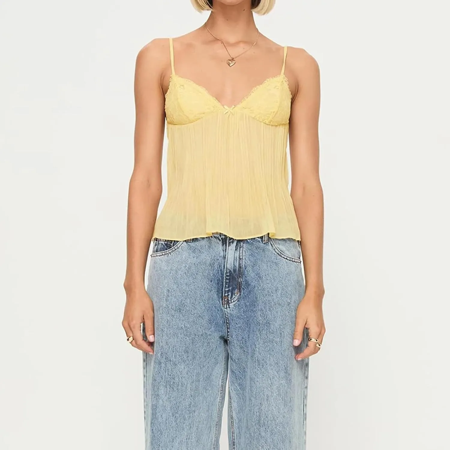 Women Y2K Cami Shirt Sexy Sleeveless V Neck Lace Ruffle Peplum Tank Top Cropped Spaghetti Strap Babydoll Camisole