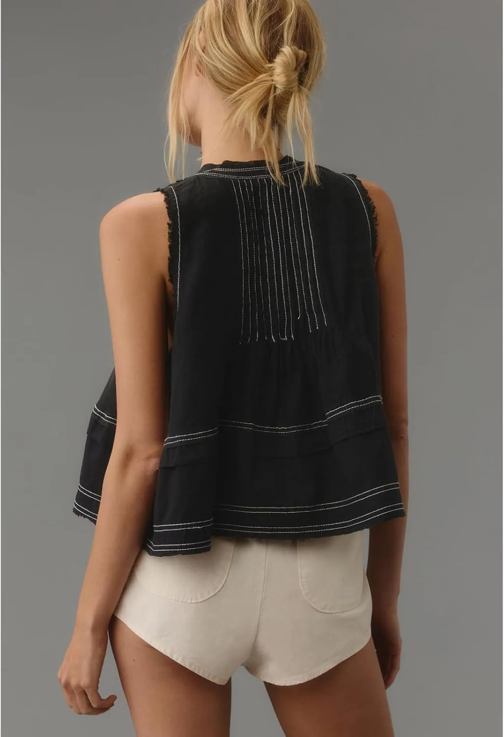 Women Y2k Embroidered Floral Swing Crop Tank Top Summer V Neck Linen Going Out Cropped Vest Beachwear