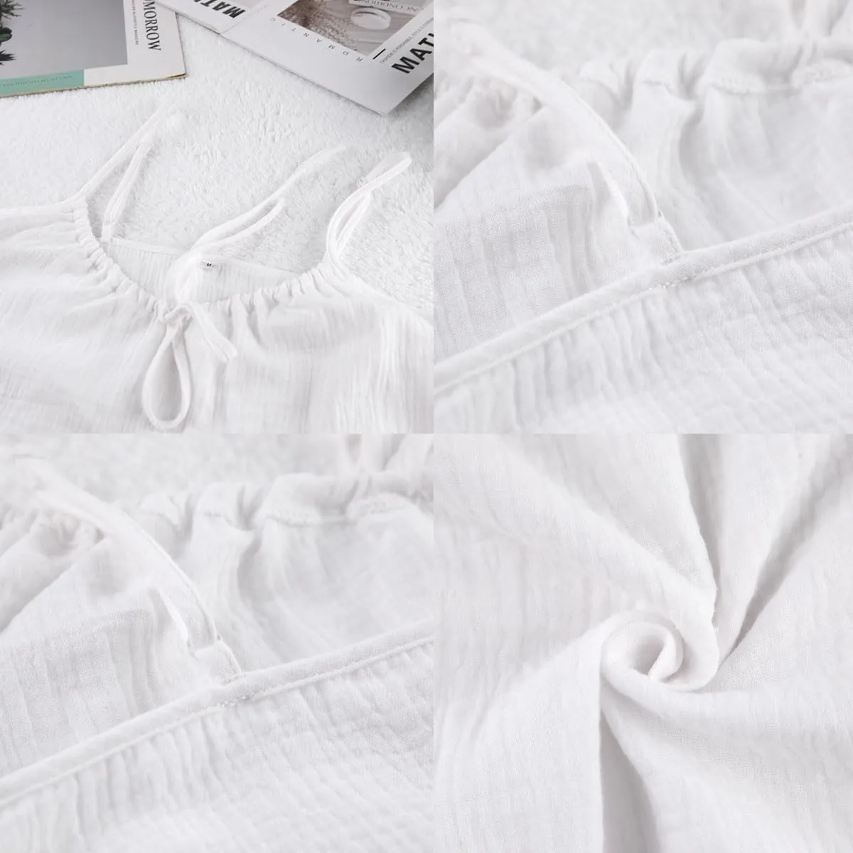 Womens Cami Pajama Set Cotton Tie Up Camisole Shorts Pj Set Y2K Sleepwear Lounge Outfits