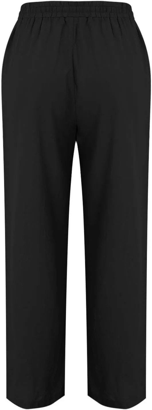 Womens Cotton Linen Pants High Waisted Baggy Pants with Elastic Waist Relax Fit Lantern Trouser with Pockets