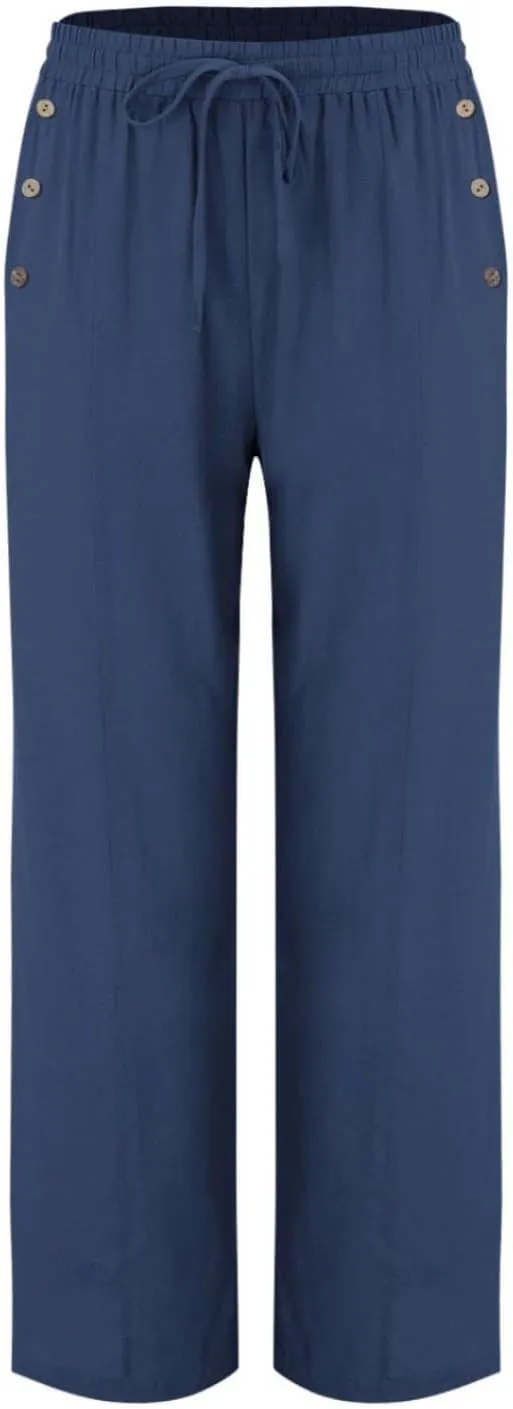 Womens Cotton Linen Pants High Waisted Baggy Pants with Elastic Waist Relax Fit Lantern Trouser with Pockets
