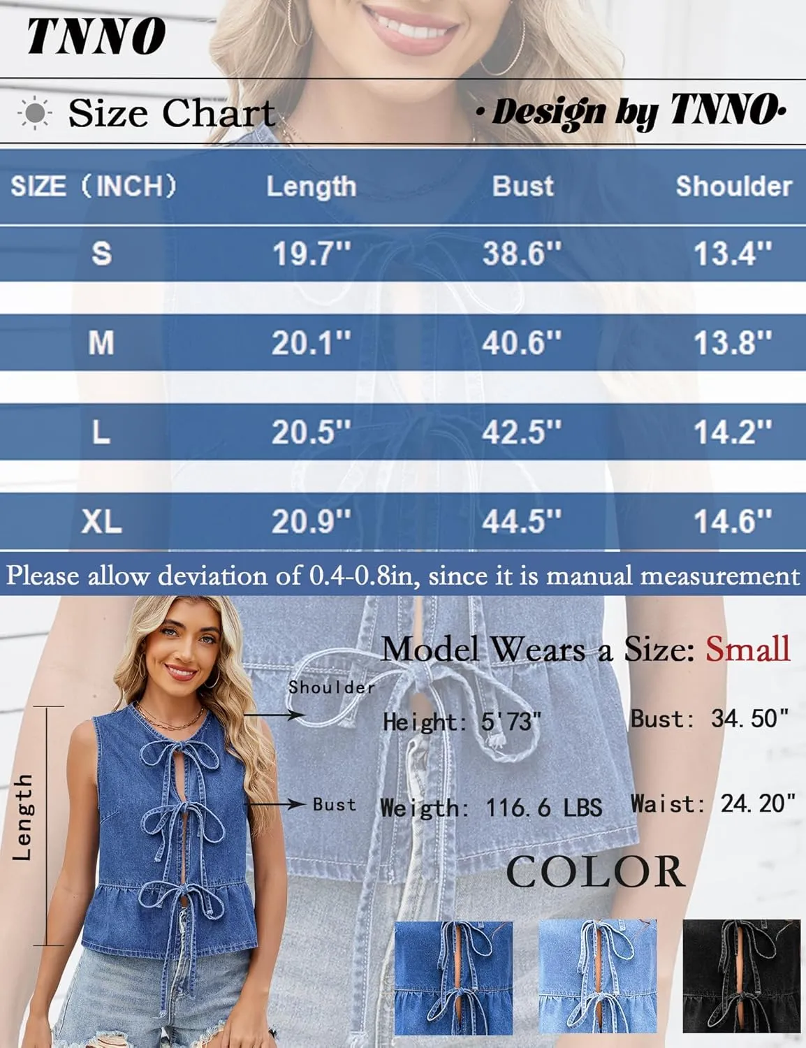 Women's Denim Vest Top Sleeveless V Neck Tie Front Jean Vest Trendy Summer 2025 Casual Waistcoat Y2K Peplum Tank Tops