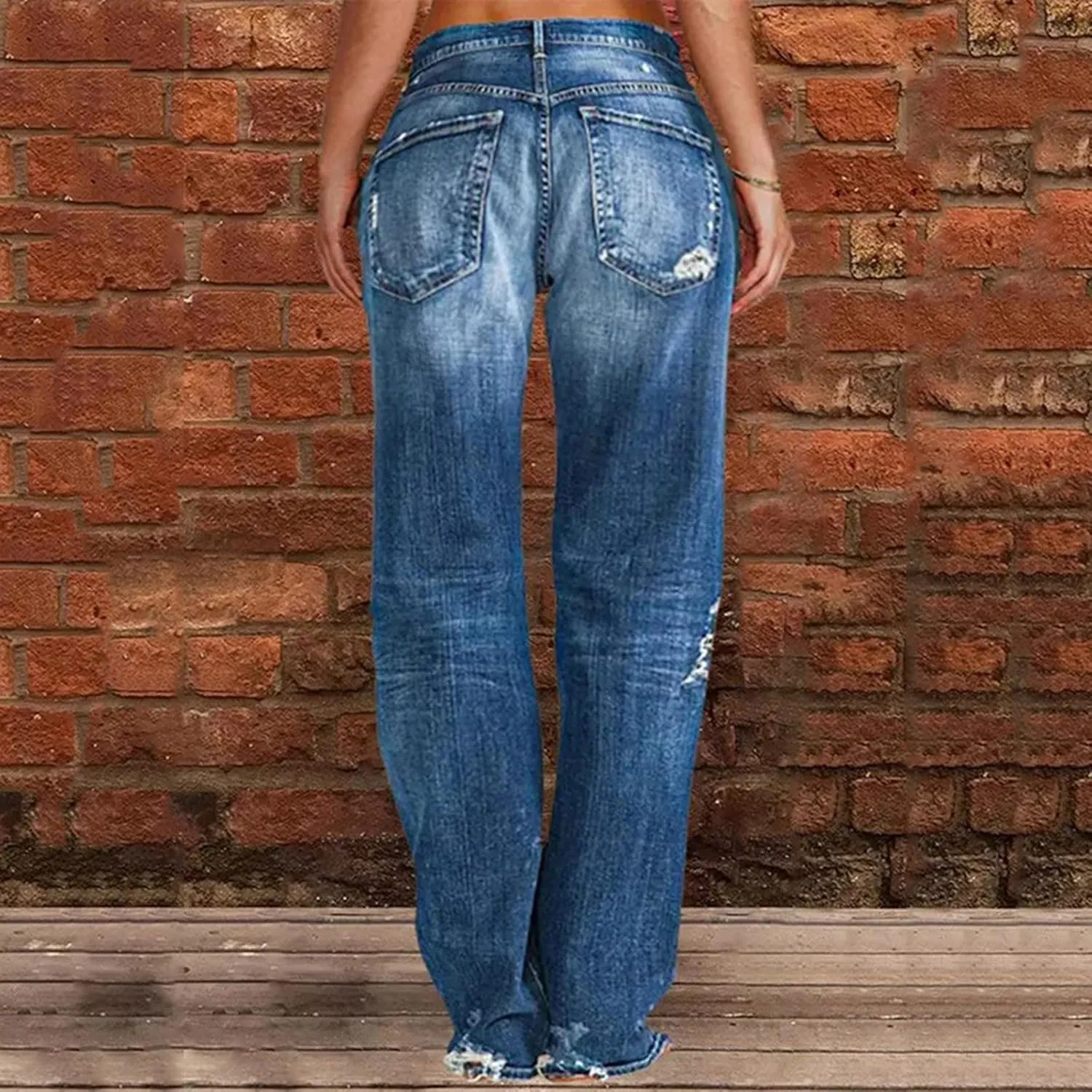 Womens Jeans Lace Poket Waisted Pants Trousers Up Womens Casual Women's Jeans Trendy Jeans for Women 2024
