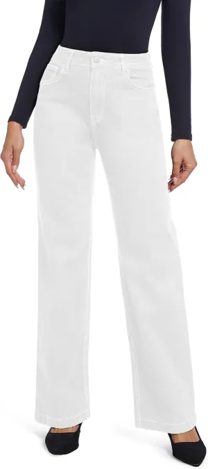Women's Jeans Straight Leg Casual High Waisted Stretch Trendy Black Pull On Jeans for Women