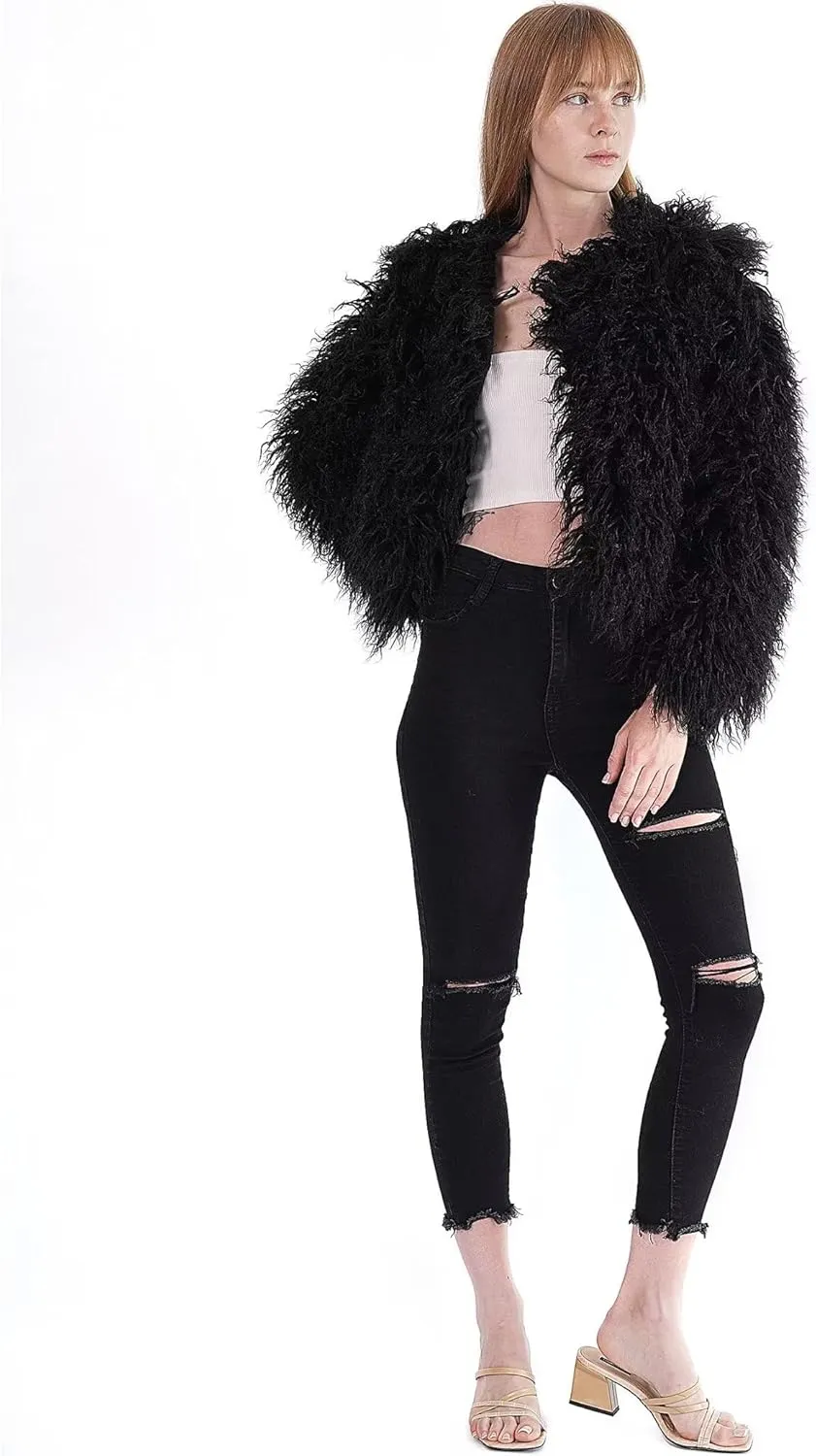 Women's Shaggy Faux Fur Outwear Coat Jacket Long Sleeve Warm Winter